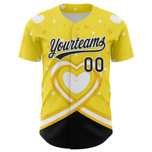 Загрузить изображение в средство просмотра галереи, Custom Yellow Black-White 3D Bone Cancer Ribbon Authentic Baseball Jersey
