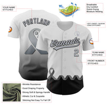 Загрузить изображение в средство просмотра галереи, Custom White Gray-Black 3D Brain Cancer Ribbon Authentic Baseball Jersey