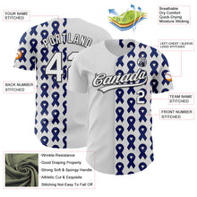 Загрузить изображение в средство просмотра галереи, Custom White Black-Navy 3D Colorectal Cancer Ribbon Authentic Baseball Jersey
