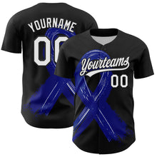 Загрузить изображение в средство просмотра галереи, Custom Black White-Royal 3D Colorectal Cancer Ribbon Authentic Baseball Jersey