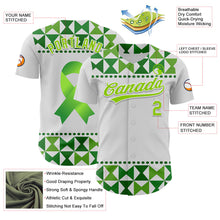Загрузить изображение в средство просмотра галереи, Custom White Neon Green 3D Gallbladder And Bile Duct Cancer Ribbon Authentic Baseball Jersey