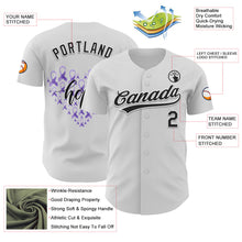 Загрузить изображение в средство просмотра галереи, Custom White Black-Purple 3D Gastric Cancer Ribbon Authentic Baseball Jersey