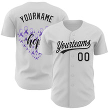 Загрузить изображение в средство просмотра галереи, Custom White Black-Purple 3D Gastric Cancer Ribbon Authentic Baseball Jersey