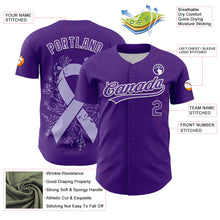 Загрузить изображение в средство просмотра галереи, Custom Purple White 3D Gastric Cancer Ribbon Authentic Baseball Jersey