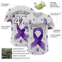 Загрузить изображение в средство просмотра галереи, Custom White Purple-Black 3D Gynecological Cancer Ribbon Authentic Baseball Jersey