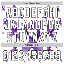 Загрузить изображение в средство просмотра галереи, Custom White Purple-Black 3D Gynecological Cancer Ribbon Authentic Baseball Jersey