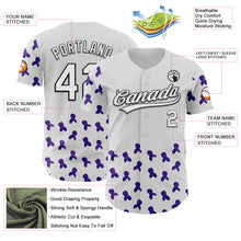 Загрузить изображение в средство просмотра галереи, Custom White Purple-Black 3D Gynecological Cancer Ribbon Authentic Baseball Jersey