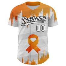 Загрузить изображение в средство просмотра галереи, Custom White Orange-Black 3D Kidney Cancer Ribbon Authentic Baseball Jersey