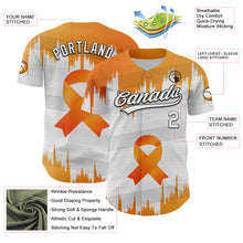 Загрузить изображение в средство просмотра галереи, Custom White Orange-Black 3D Kidney Cancer Ribbon Authentic Baseball Jersey