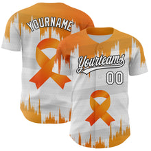 Загрузить изображение в средство просмотра галереи, Custom White Orange-Black 3D Kidney Cancer Ribbon Authentic Baseball Jersey