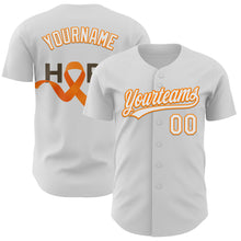 Загрузить изображение в средство просмотра галереи, Custom White Bay Orange-Black 3D Kidney Cancer Ribbon Authentic Baseball Jersey