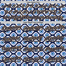 Загрузить изображение в средство просмотра галереи, Custom White Navy-Old Gold 3D Pattern Design Evil Eyes Authentic Baseball Jersey