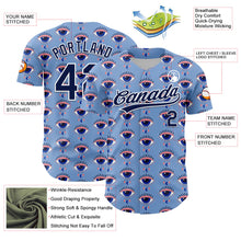 Загрузить изображение в средство просмотра галереи, Custom Light Blue Navy-White 3D Pattern Design Evil Eyes Authentic Baseball Jersey
