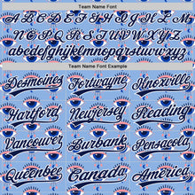 Загрузить изображение в средство просмотра галереи, Custom Light Blue Navy-White 3D Pattern Design Evil Eyes Authentic Baseball Jersey
