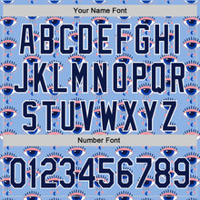 Загрузить изображение в средство просмотра галереи, Custom Light Blue Navy-White 3D Pattern Design Evil Eyes Authentic Baseball Jersey