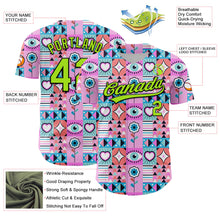 Загрузить изображение в средство просмотра галереи, Custom Pink Neon Green-Black 3D Pattern Design Evil Eyes Authentic Baseball Jersey