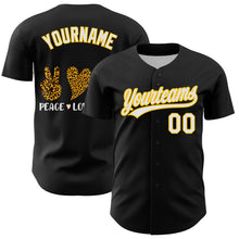 Загрузить изображение в средство просмотра галереи, Custom Black White-Yellow 3D Childhood Cancer Gold Ribbon Authentic Baseball Jersey