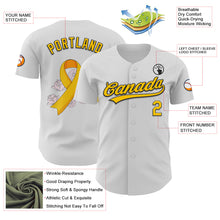 Загрузить изображение в средство просмотра галереи, Custom White Yellow-Black 3D Childhood Cancer Gold Ribbon Authentic Baseball Jersey