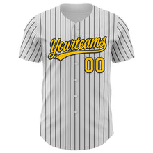 Загрузить изображение в средство просмотра галереи, Custom White Black Pinstripe Yellow 3D Childhood Cancer Gold Ribbon Authentic Baseball Jersey