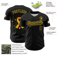 Charger l'image dans la galerie, Custom Black Yellow 3D Childhood Cancer Gold Ribbon Authentic Baseball Jersey