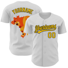 Laden Sie das Bild in den Galerie-Viewer, Custom White Yellow-Black 3D Childhood Cancer Gold Ribbon Authentic Baseball Jersey