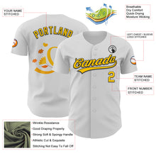 Laden Sie das Bild in den Galerie-Viewer, Custom White Yellow-Black 3D Childhood Cancer Gold Ribbon Authentic Baseball Jersey