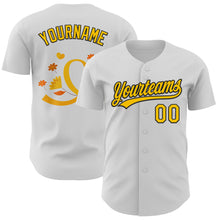 Laden Sie das Bild in den Galerie-Viewer, Custom White Yellow-Black 3D Childhood Cancer Gold Ribbon Authentic Baseball Jersey