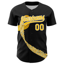 Загрузить изображение в средство просмотра галереи, Custom Black Yellow-White 3D Childhood Cancer Gold Ribbon Authentic Baseball Jersey