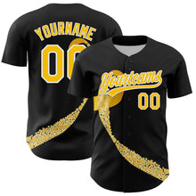 Загрузить изображение в средство просмотра галереи, Custom Black Yellow-White 3D Childhood Cancer Gold Ribbon Authentic Baseball Jersey