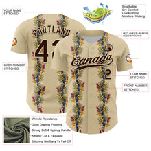 Загрузить изображение в средство просмотра галереи, Custom Cream Brown 3D Tropical Hawaii Palm Tree And Bird Authentic Baseball Jersey