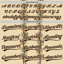 Загрузить изображение в средство просмотра галереи, Custom Cream Brown 3D Tropical Hawaii Palm Tree And Bird Authentic Baseball Jersey