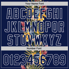 Загрузить изображение в средство просмотра галереи, Custom Navy White 3D Tropical Hawaii Palm Tree And Bird Authentic Baseball Jersey