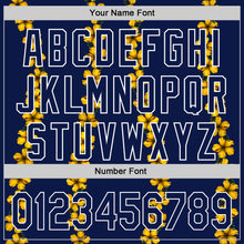 Загрузить изображение в средство просмотра галереи, Custom Navy White 3D Tropical Hawaii Flower Authentic Baseball Jersey