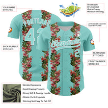 Загрузить изображение в средство просмотра галереи, Custom Ice Blue White 3D Tropical Hawaii Plant And Flamingo Authentic Baseball Jersey