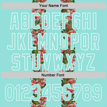 Загрузить изображение в средство просмотра галереи, Custom Ice Blue White 3D Tropical Hawaii Plant And Flamingo Authentic Baseball Jersey