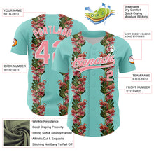 Load image into Gallery viewer, Custom Ice Blue Medium Pink-White 3D Tropical Hawaii Plant And Flamingo Authentic Baseball Jersey