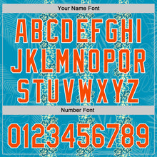 Загрузить изображение в средство просмотра галереи, Custom Sky Blue Orange-White 3D Tropical Hawaii Jungle Leaves And Flower Authentic Baseball Jersey