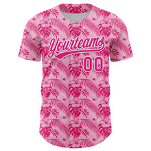 Загрузить изображение в средство просмотра галереи, Custom Hot Pink White 3D Tropical Hawaii Jungle Leaves And Flower Authentic Baseball Jersey