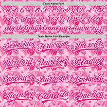 Загрузить изображение в средство просмотра галереи, Custom Hot Pink White 3D Tropical Hawaii Jungle Leaves And Flower Authentic Baseball Jersey