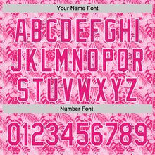 Загрузить изображение в средство просмотра галереи, Custom Hot Pink White 3D Tropical Hawaii Jungle Leaves And Flower Authentic Baseball Jersey