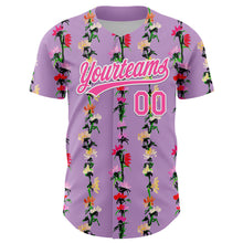 Загрузить изображение в средство просмотра галереи, Custom Light Purple Pink-White 3D Tropical Hawaii Flower Authentic Baseball Jersey