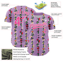 Загрузить изображение в средство просмотра галереи, Custom Light Purple Pink-White 3D Tropical Hawaii Flower Authentic Baseball Jersey