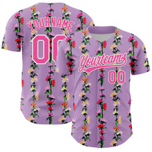 Загрузить изображение в средство просмотра галереи, Custom Light Purple Pink-White 3D Tropical Hawaii Flower Authentic Baseball Jersey