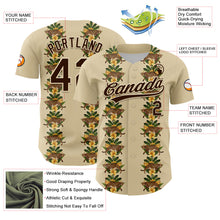 Загрузить изображение в средство просмотра галереи, Custom Cream Brown 3D Tropical Hawaii Jungle Plant And Leopard Authentic Baseball Jersey