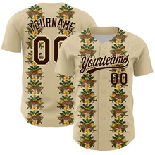 Загрузить изображение в средство просмотра галереи, Custom Cream Brown 3D Tropical Hawaii Jungle Plant And Leopard Authentic Baseball Jersey