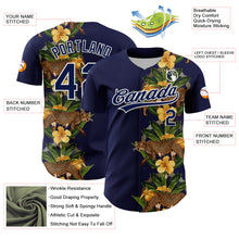 Загрузить изображение в средство просмотра галереи, Custom Navy White 3D Tropical Hawaii Jungle Plant And Leopard Authentic Baseball Jersey