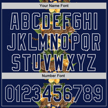 Загрузить изображение в средство просмотра галереи, Custom Navy White 3D Tropical Hawaii Jungle Plant And Leopard Authentic Baseball Jersey