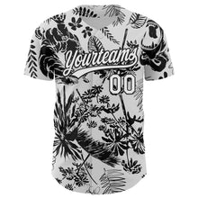 Загрузить изображение в средство просмотра галереи, Custom White Black 3D Tropical Hawaii Jungle Plant Authentic Baseball Jersey
