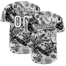 Загрузить изображение в средство просмотра галереи, Custom White Black 3D Tropical Hawaii Jungle Plant Authentic Baseball Jersey