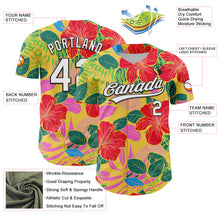 Загрузить изображение в средство просмотра галереи, Custom Red White-Black 3D Tropical Hawaii Jungle Leaves And Flower Authentic Baseball Jersey